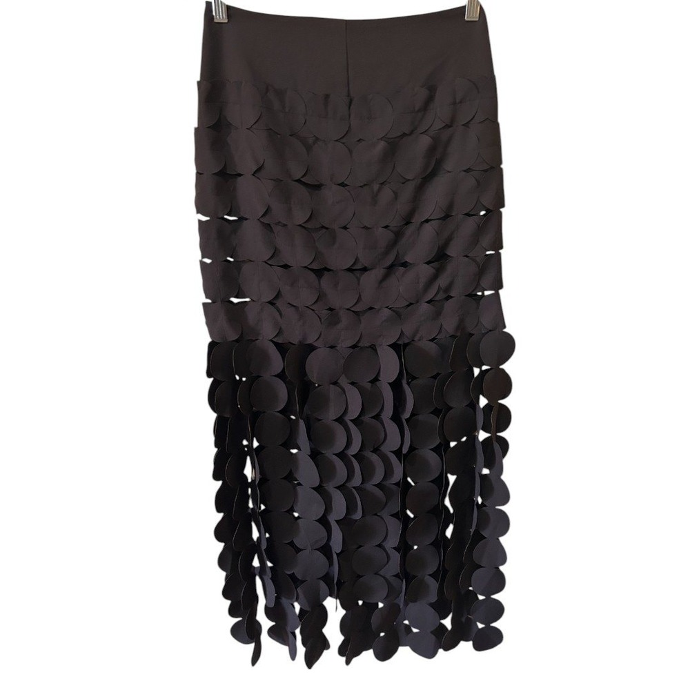 AQUA Bloomingdale's Exclusive‎ Circle Fringe Skirt Party Cocktail Black S